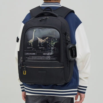 KIDS LUCCA BACKPACK W/ MOLDED MINI POUCH- CARBON BLACK
