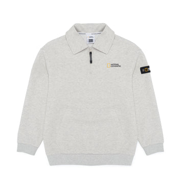 KIDS OVERSIZED HALF-ZIP SWEATSHIRT- OATMEAL