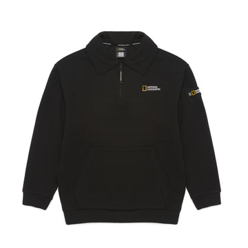 KIDS OVERSIZED HALF-ZIP SWEATSHIRT- CARBON BLACK