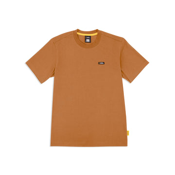 UNISEX BASIC CREW NECK T-SHIRT WITH PATCH LOGO- CAMEL