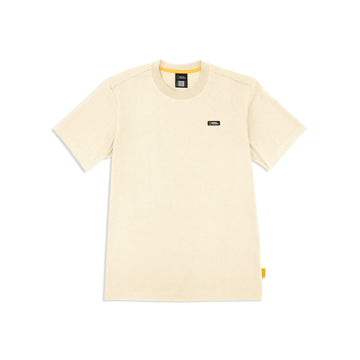 UNISEX BASIC CREW NECK T-SHIRT WITH PATCH LOGO- BEIGE