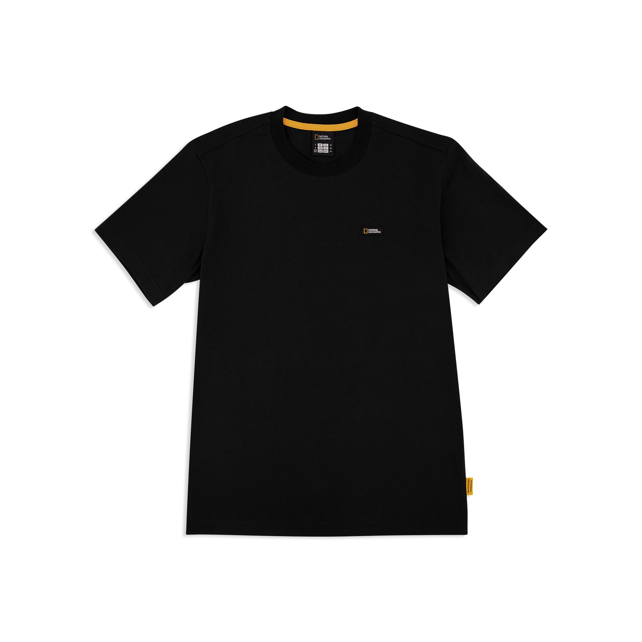 UNISEX BASIC CREW NECK T-SHIRT WITH PATCH LOGO- BLACK – National