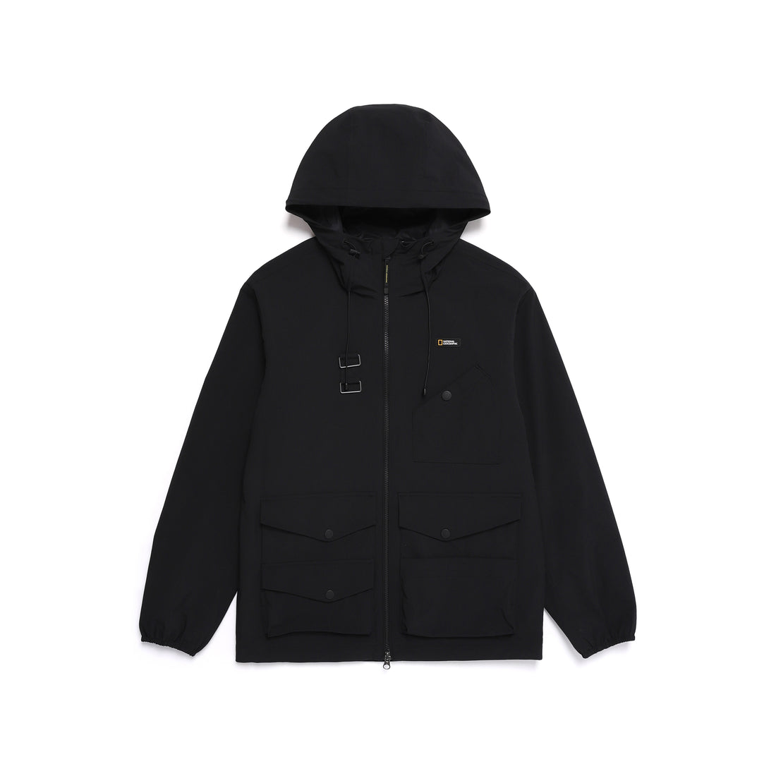 UNISEX MULTI POCKET SEMI-OVER FIT HOODIE MOUNTAIN JUMPER- CARBON BLACK