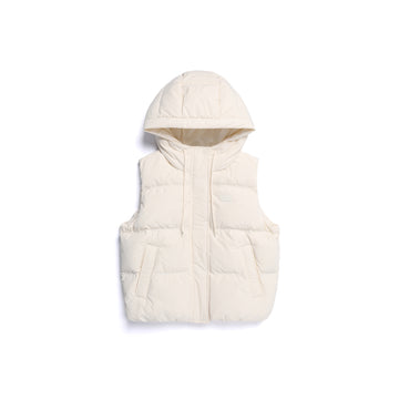 WOMEN'S CRASSA HOODIE DUCK DOWN PUFFER VEST- IVORY
