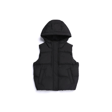 WOMEN'S CRASSA HOODIE DUCK DOWN PUFFER VEST- BLACK