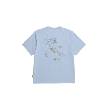 UNISEX CROW COOL MAX WORLD MAP BASIC FIT SS T-SHIRT- STONE BLUE