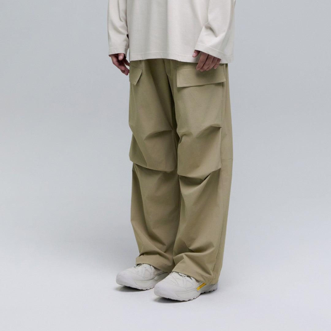UNISEX PARACHUTE WIDE FIT PANTS- SAND BEIGE