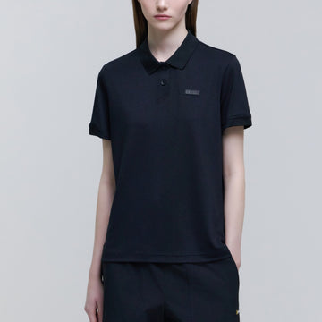 WOMEN'S WELLAKA COOLING BASIC FIT PIQUE COLLAR T-SHIRT- CARBON BLACK