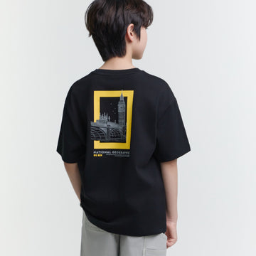 KIDS TRAVEL BIG BEN GRAPHIC T-SHIRT- CARBON BLACK