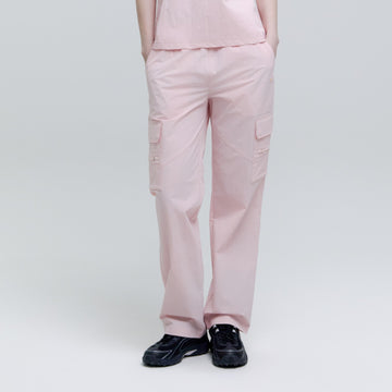 WOMEN'S ADELIE LIGHT WOVEN STRETCH STRAIGHT PANTS- L/PINK