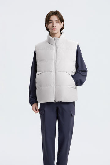UNISEX EIRA HIGH-NECK PUFFER GOOSE DOWN VEST- L/GREY