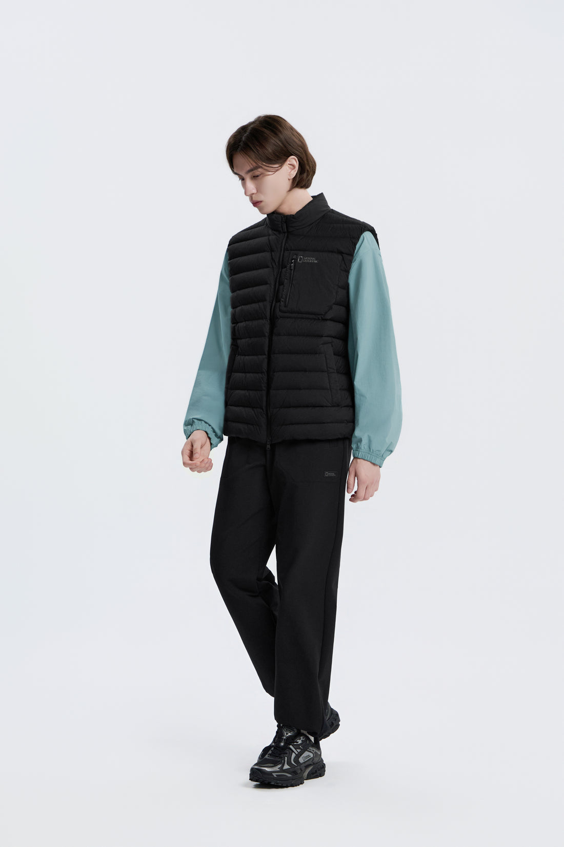 UNISEX ATIK HIGH-NECK TUBE GOOSE DOWN VEST- BLACK