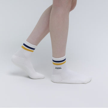 UNISEX STRIPE MIDDLE SOCKS- MUSTARD