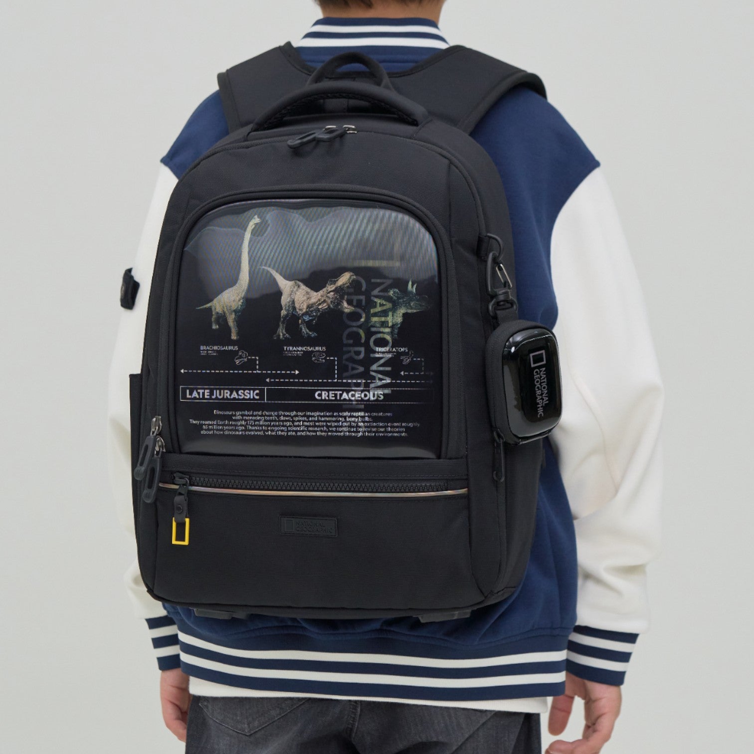 KIDS LUCCA BACKPACK W/ MOLDED MINI POUCH- CARBON BLACK