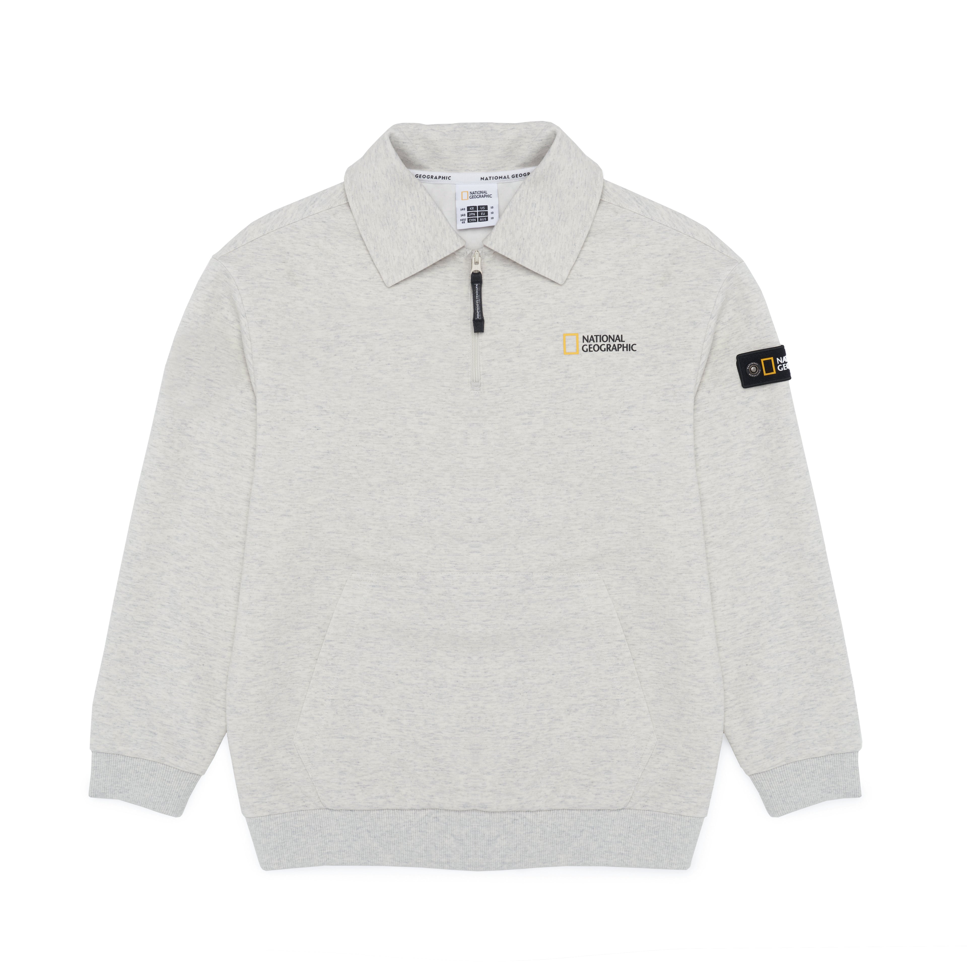 Kids Oversized Half-Zip Sweatshirt- Oatmeal