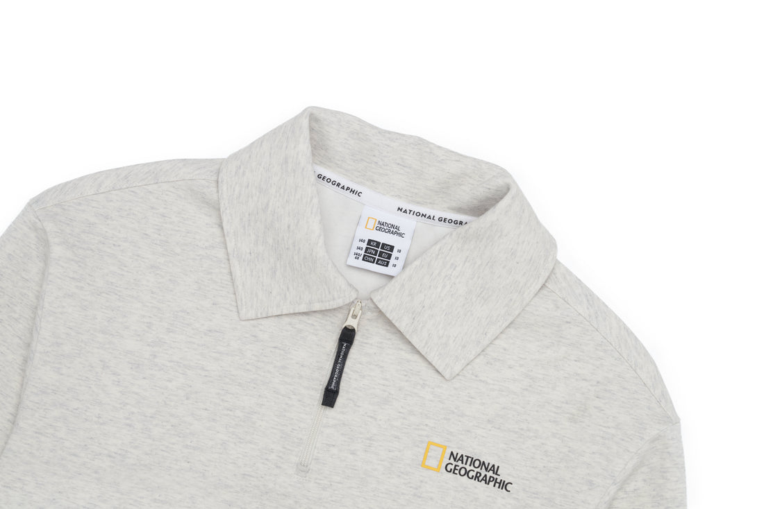 KIDS OVERSIZED HALF-ZIP SWEATSHIRT- OATMEAL