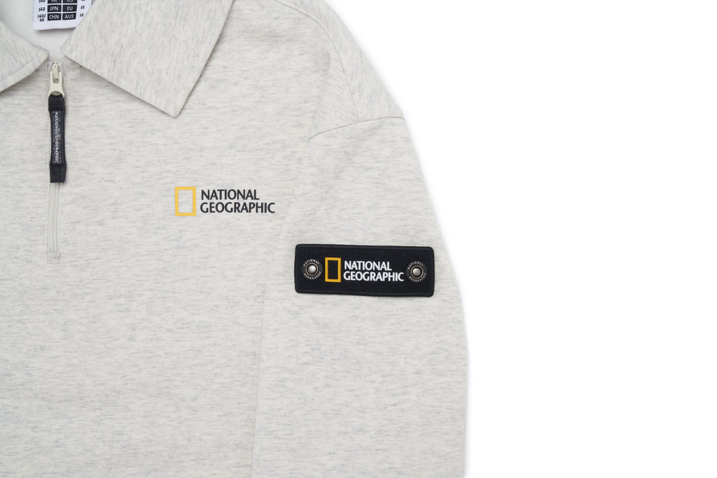 Kids Oversized Half-Zip Sweatshirt- Oatmeal