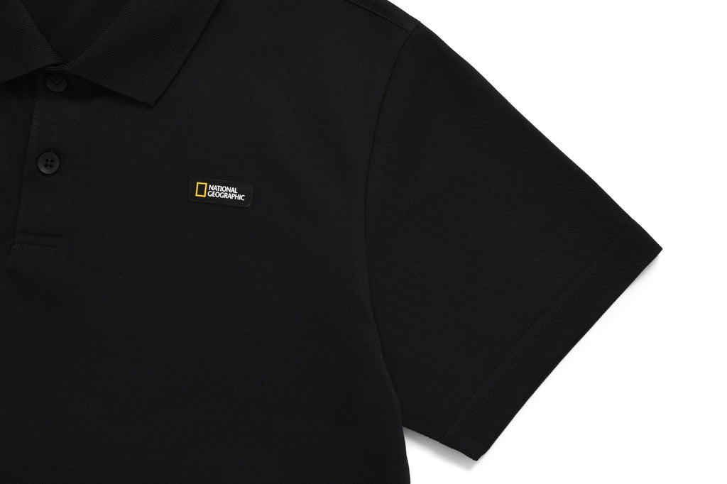 Kids Pique Polo Shirt With Logo And Back Graphics- Carbon Black