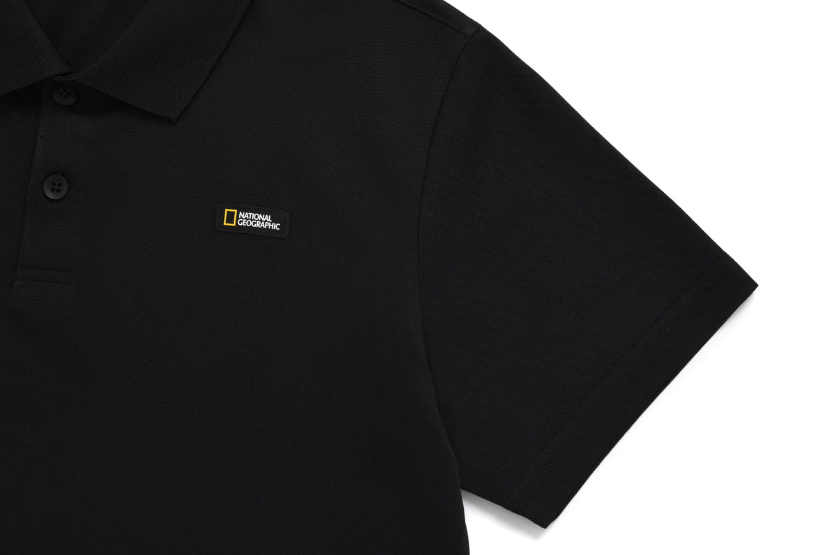 Kids Pique Polo Shirt With Logo And Back Graphics- Carbon Black