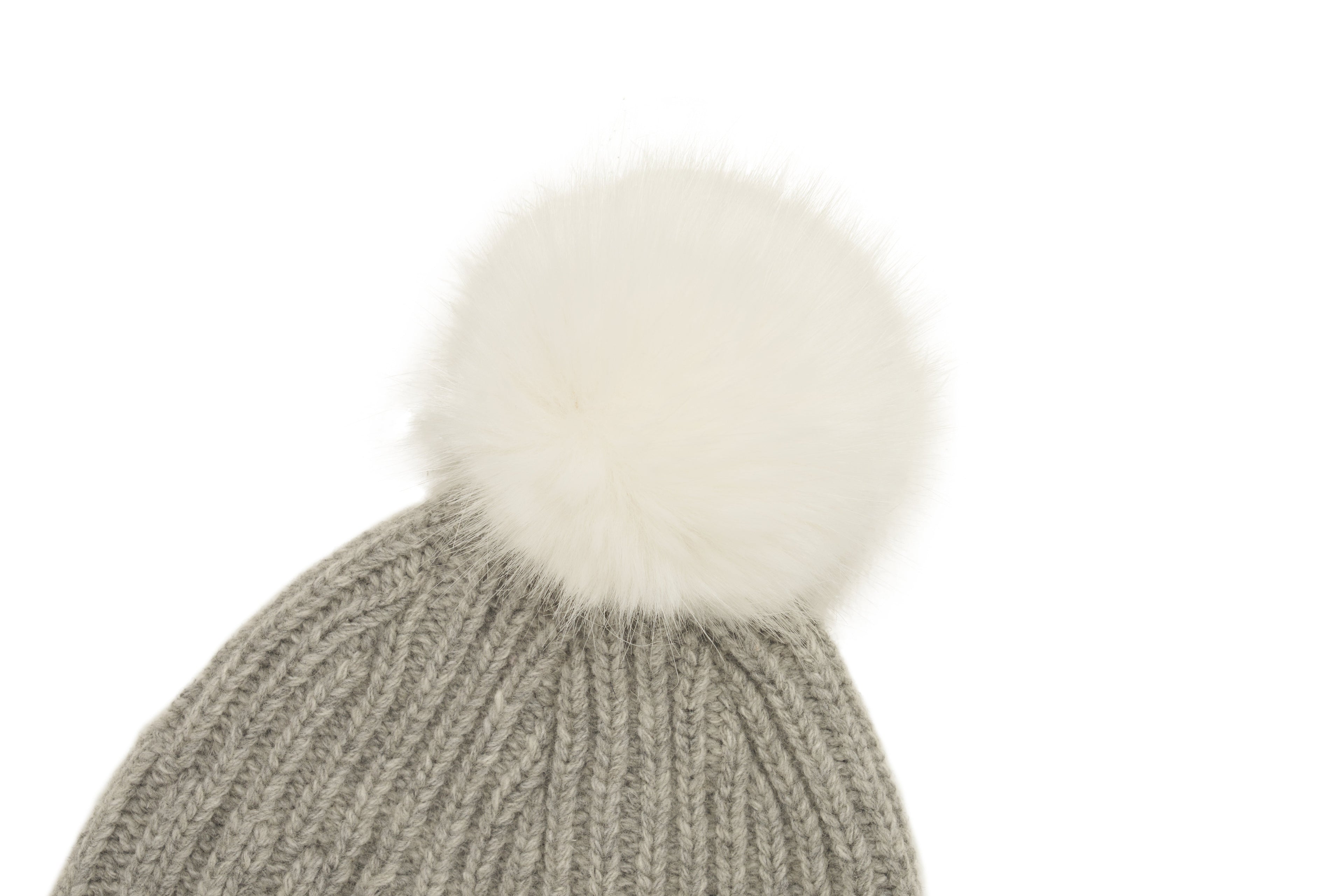 Kids Fur Bubble Beanie- Grey