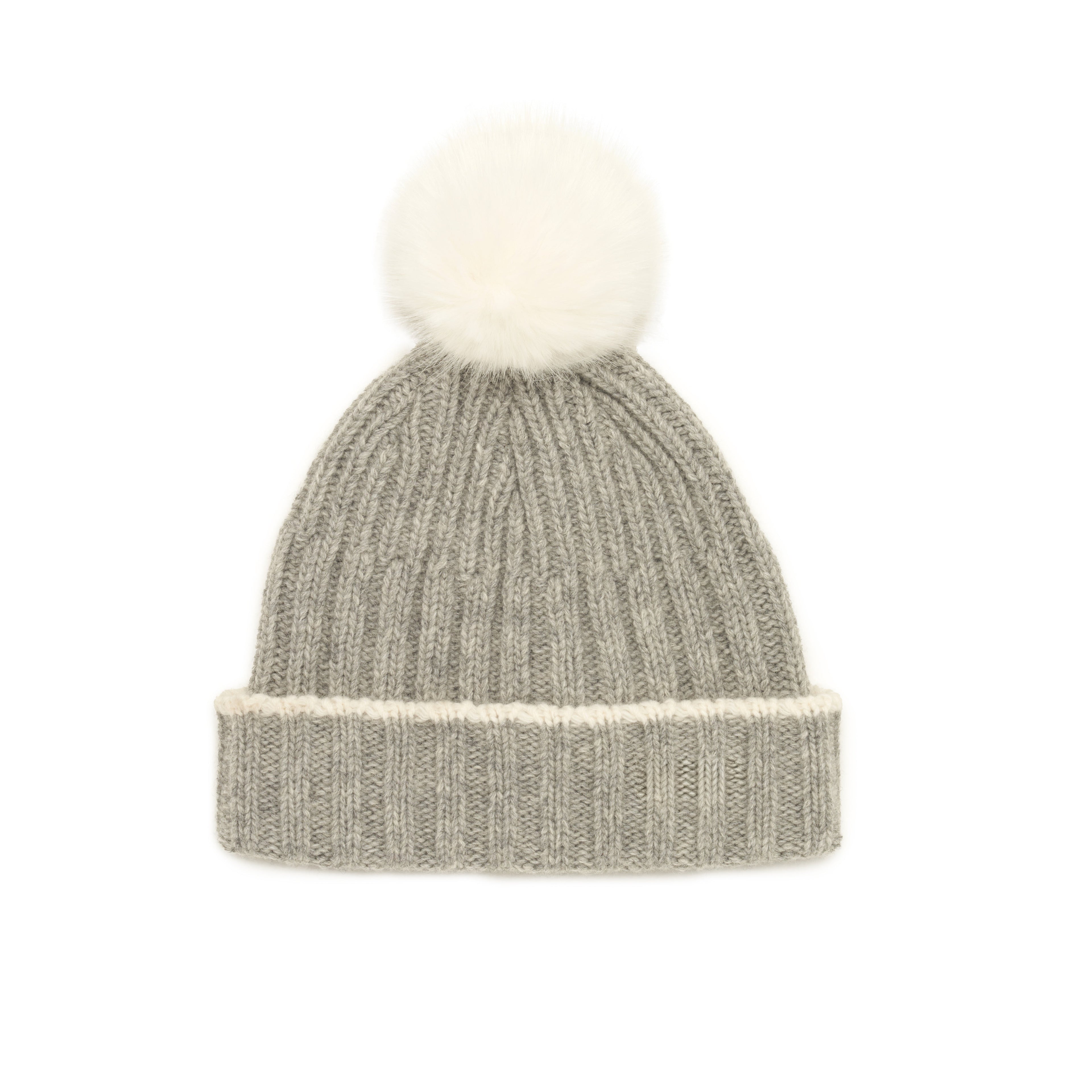 Kids Fur Bubble Beanie- Grey