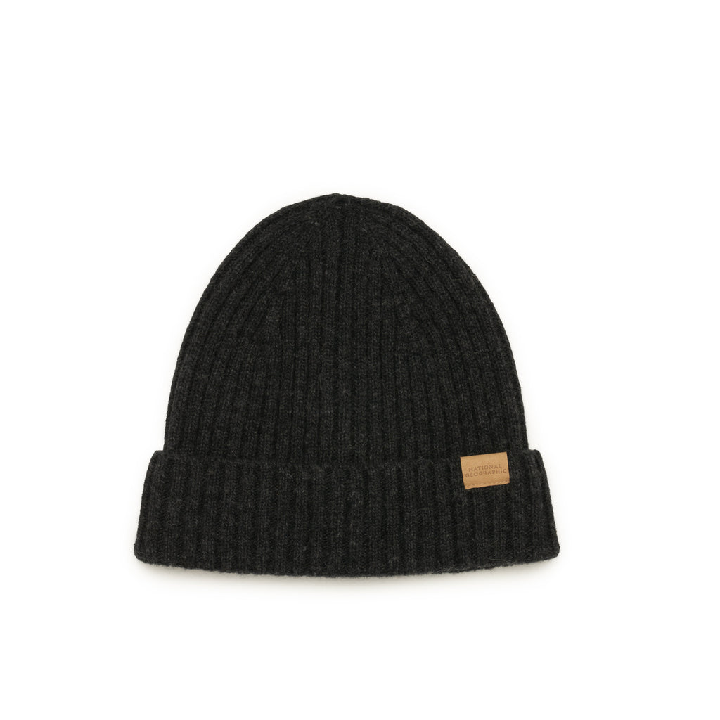 Kids Ribbed Wool beanie- Charcoal