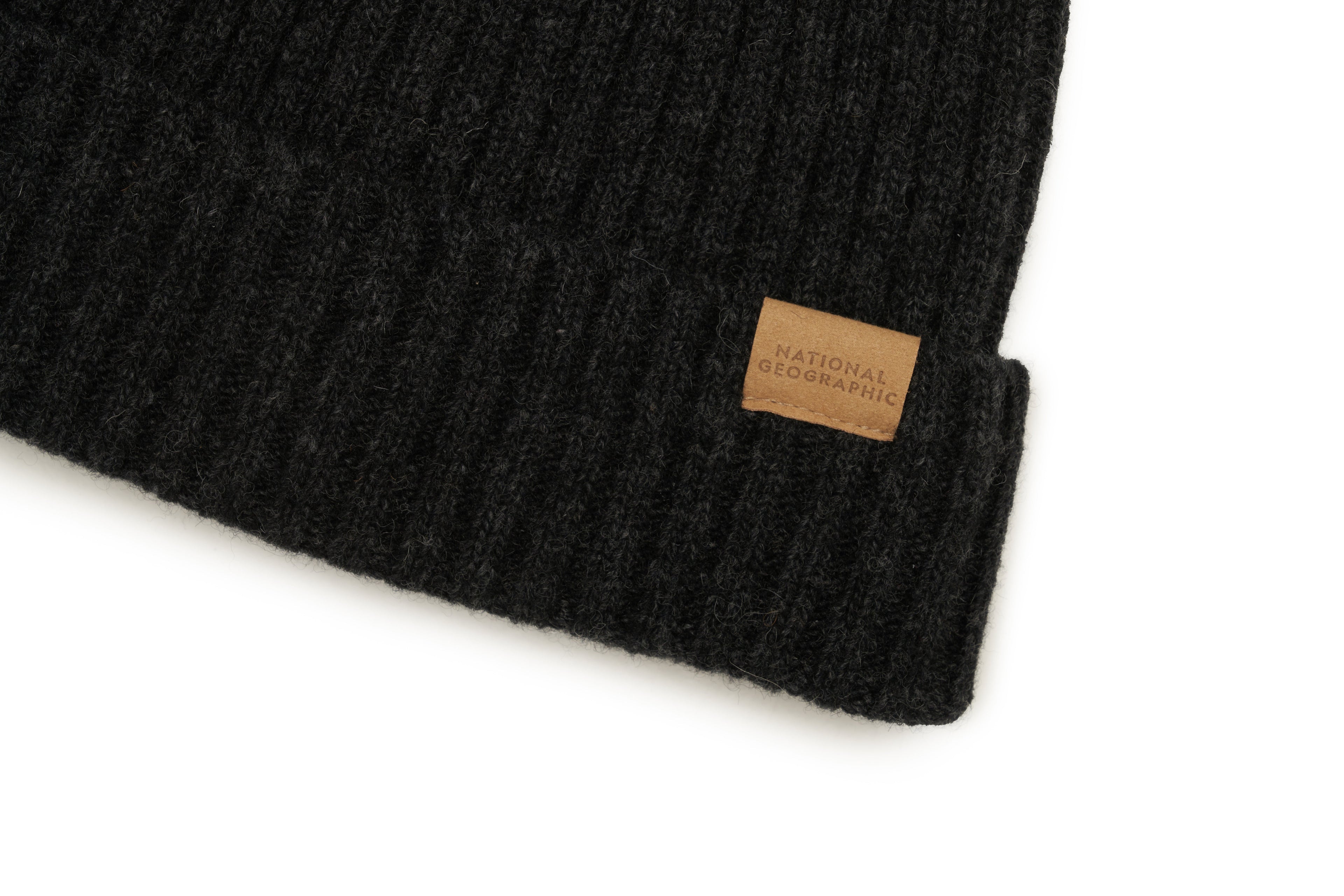 Kids Ribbed Wool beanie- Charcoal