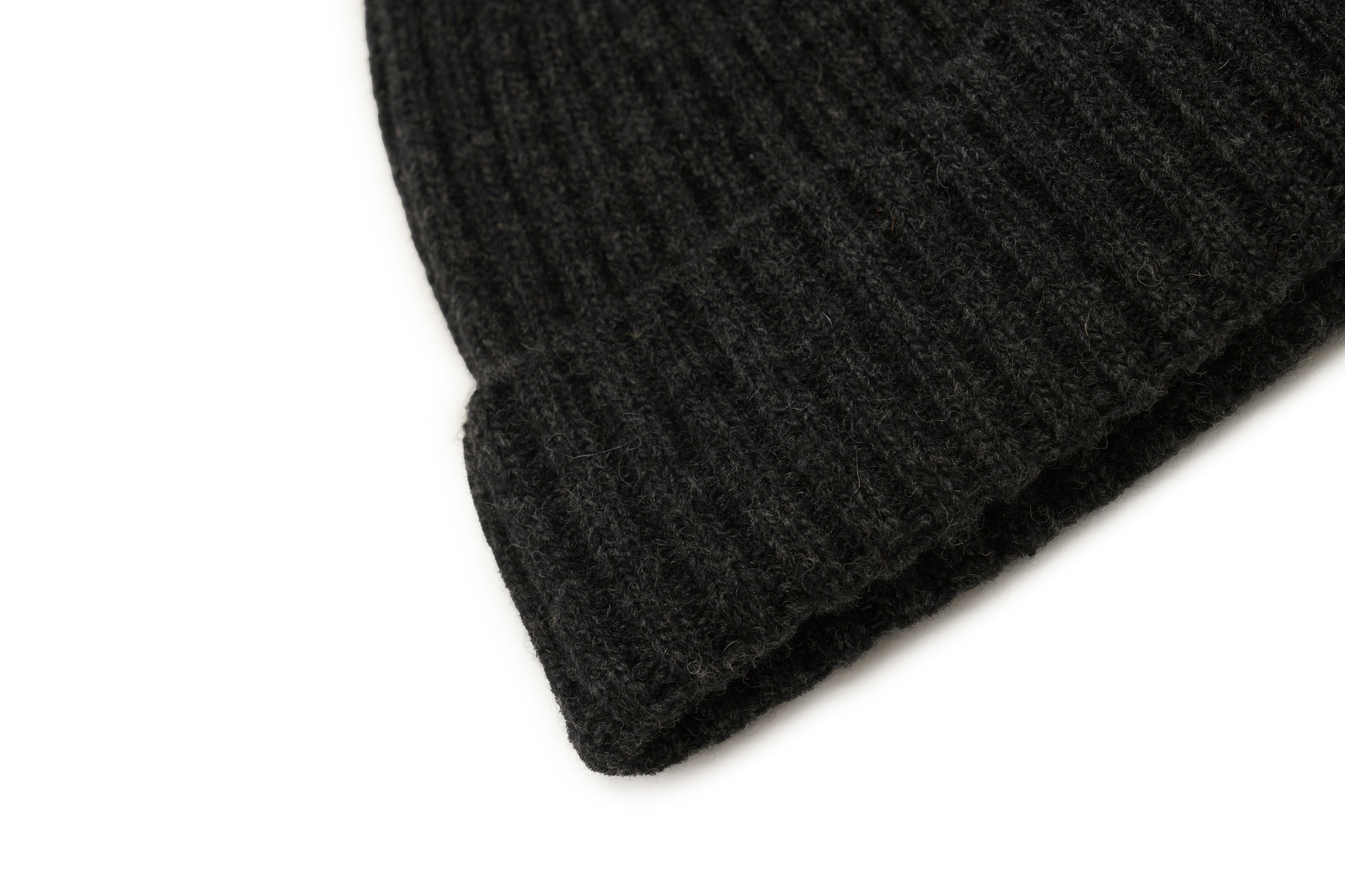 Kids Ribbed Wool beanie- Charcoal