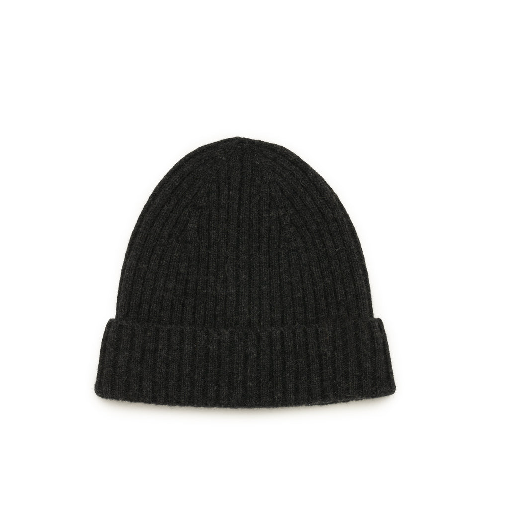 Kids Ribbed Wool beanie- Charcoal