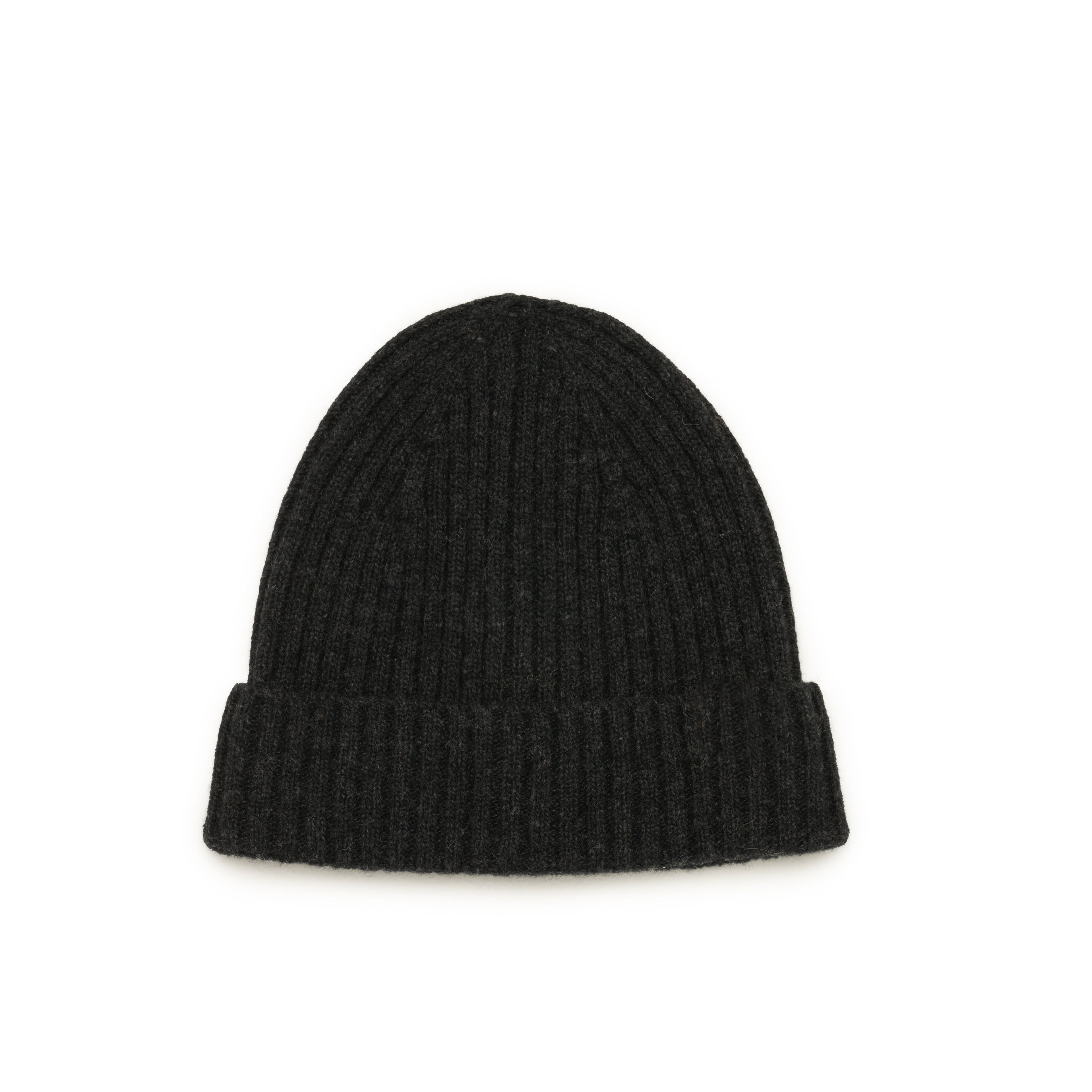 Kids Ribbed Wool beanie- Charcoal
