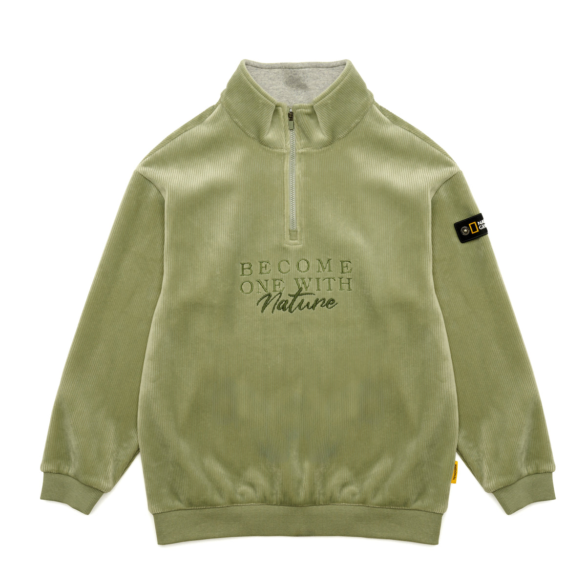 Kids Halfzip "Become One With Nature" Sweatshirt- Lkhaki
