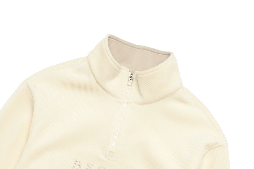 Kids Halfzip "Become One With Nature" Sweatshirt- Cream
