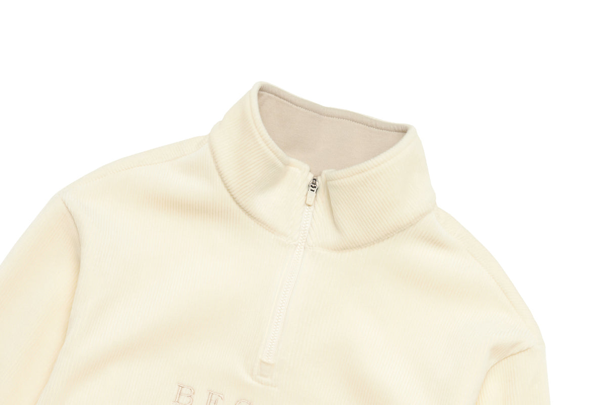 Kids Halfzip "Become One With Nature" Sweatshirt- Cream