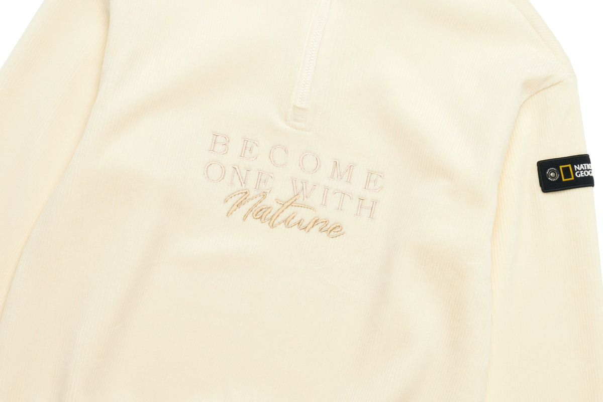 Kids Halfzip "Become One With Nature" Sweatshirt- Cream