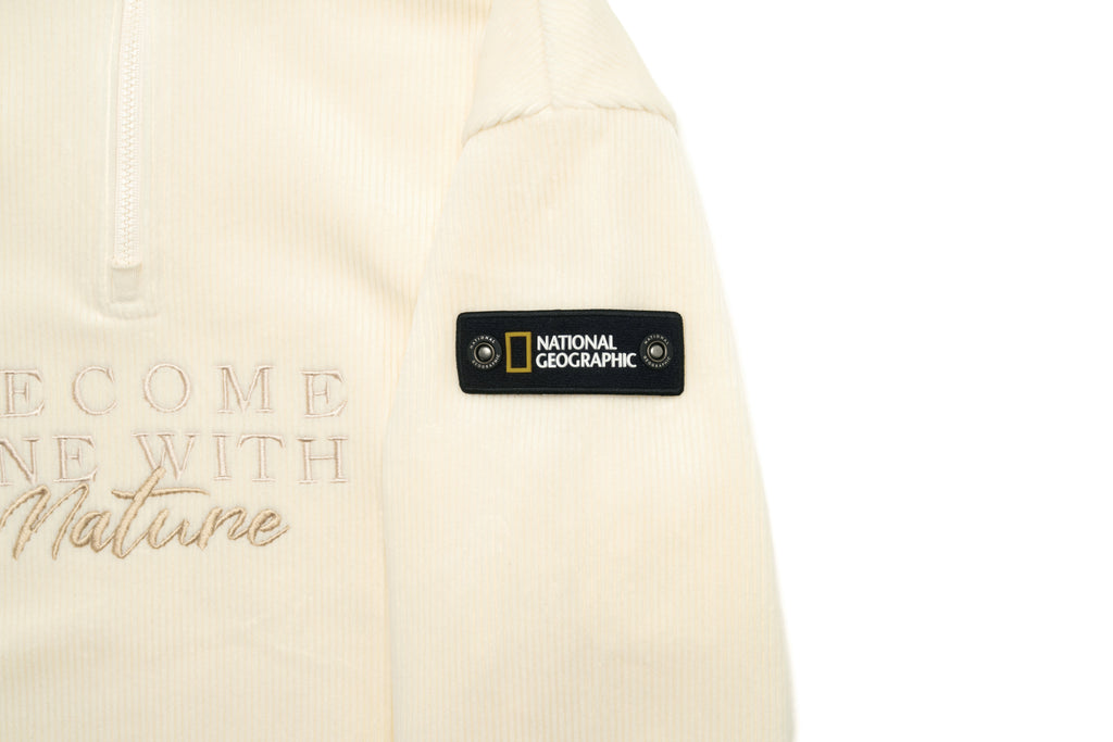 Kids Halfzip "Become One With Nature" Sweatshirt- Cream