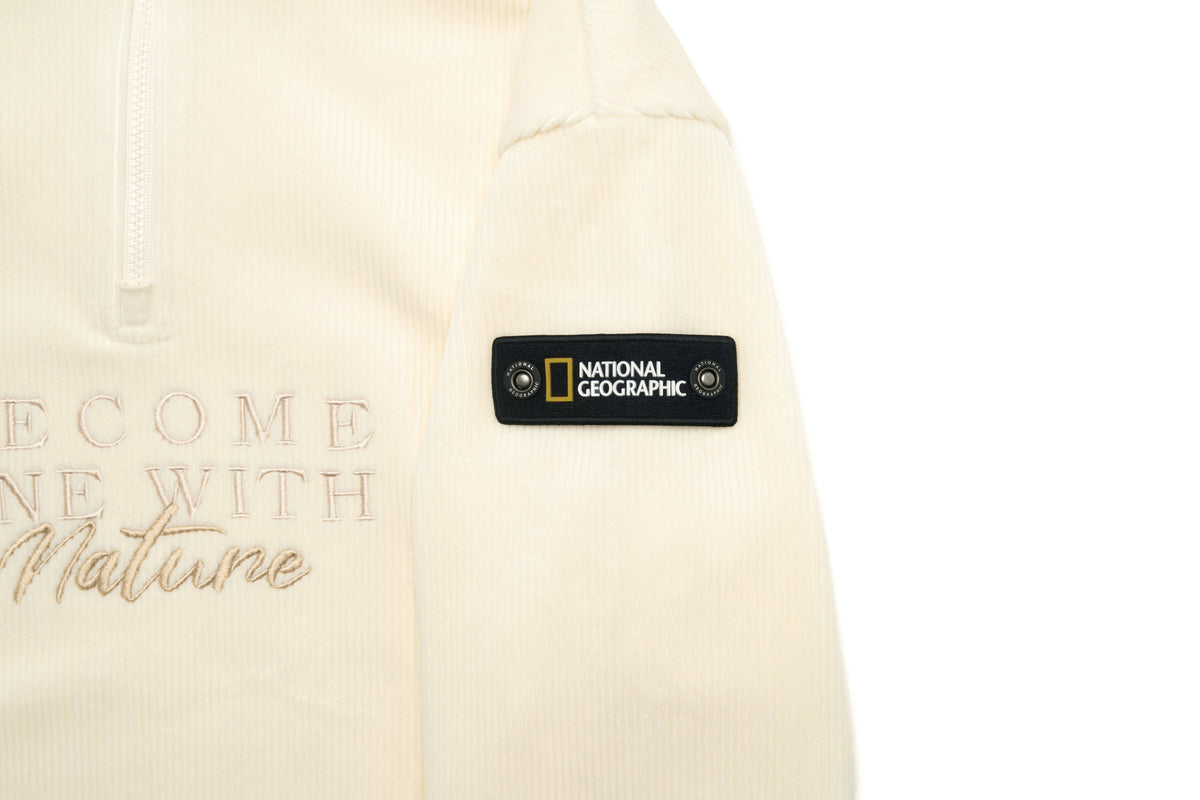 Kids Halfzip "Become One With Nature" Sweatshirt- Cream