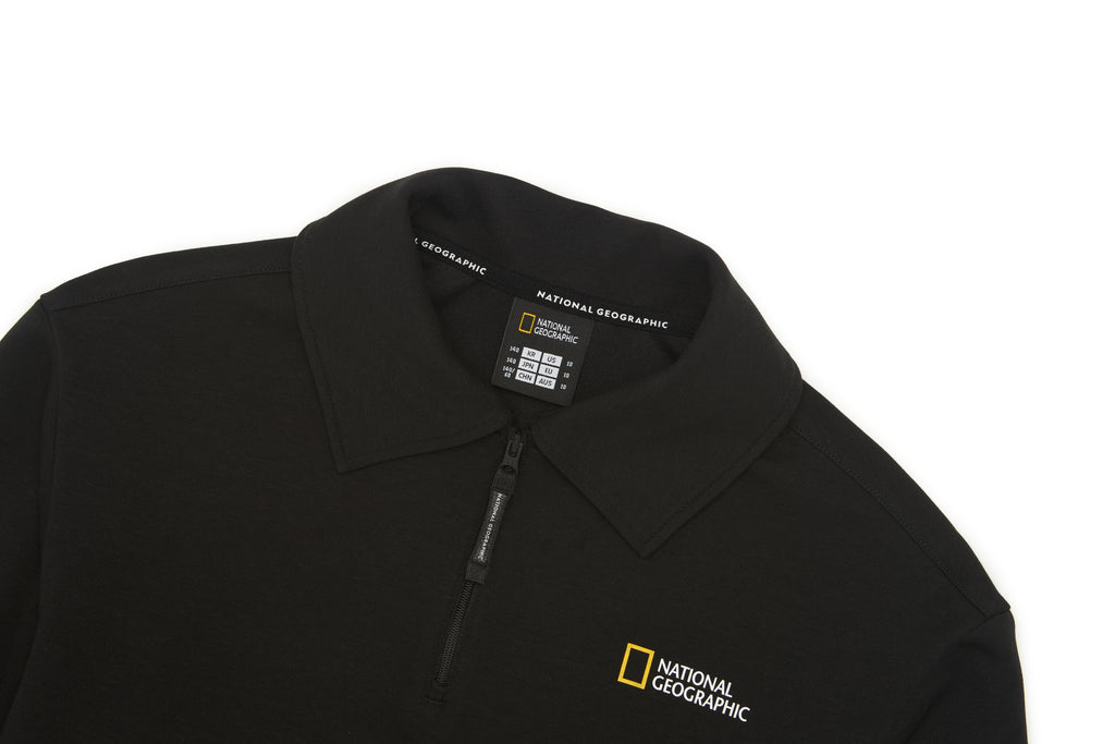 Kids Oversized Half-Zip Sweatshirt- Carbon Black
