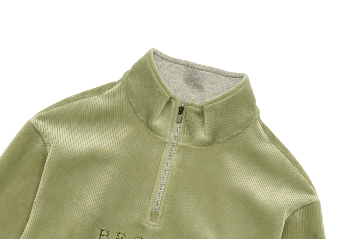 Kids Halfzip "Become One With Nature" Sweatshirt- Lkhaki
