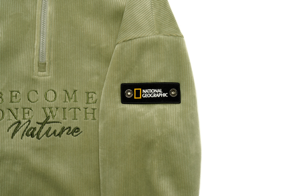 Kids Halfzip "Become One With Nature" Sweatshirt- Lkhaki