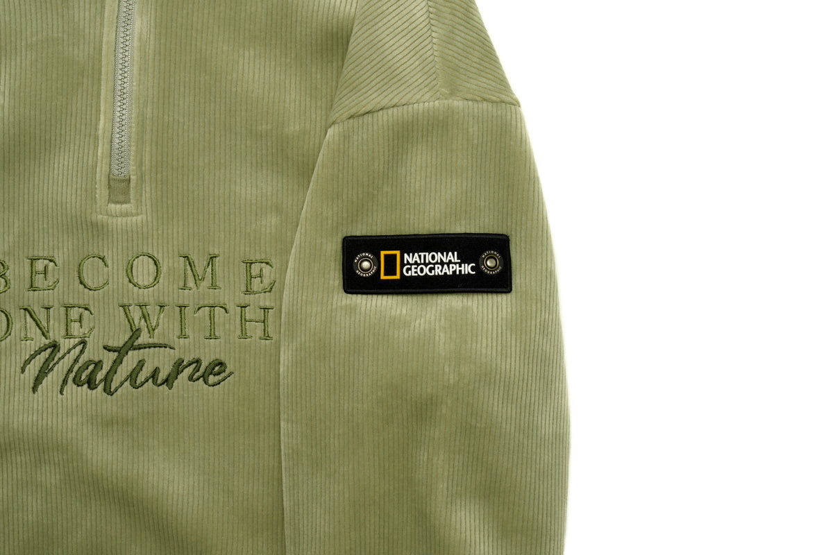 Kids Halfzip "Become One With Nature" Sweatshirt- Lkhaki