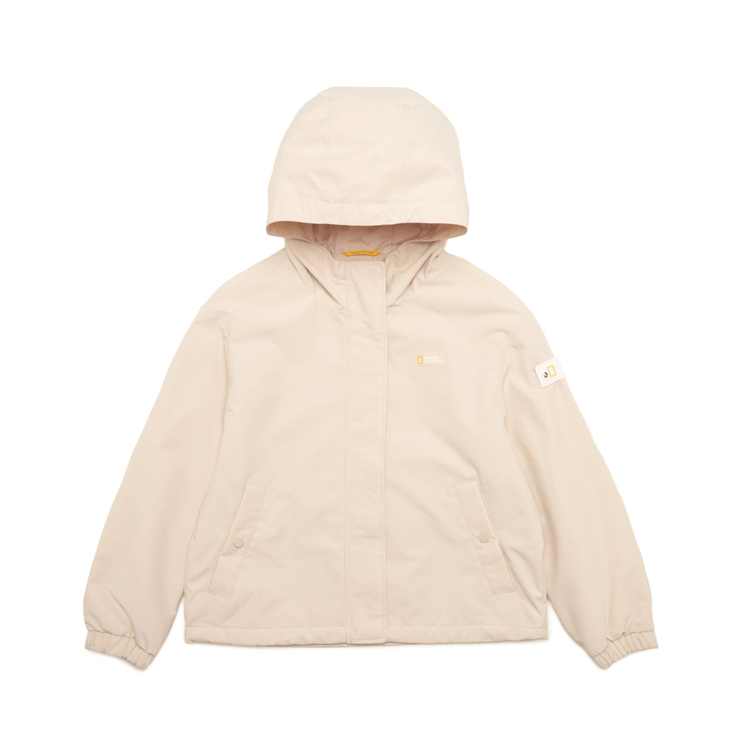 Girls Semi-Cropped Windbreaker Jacket- L/Beige