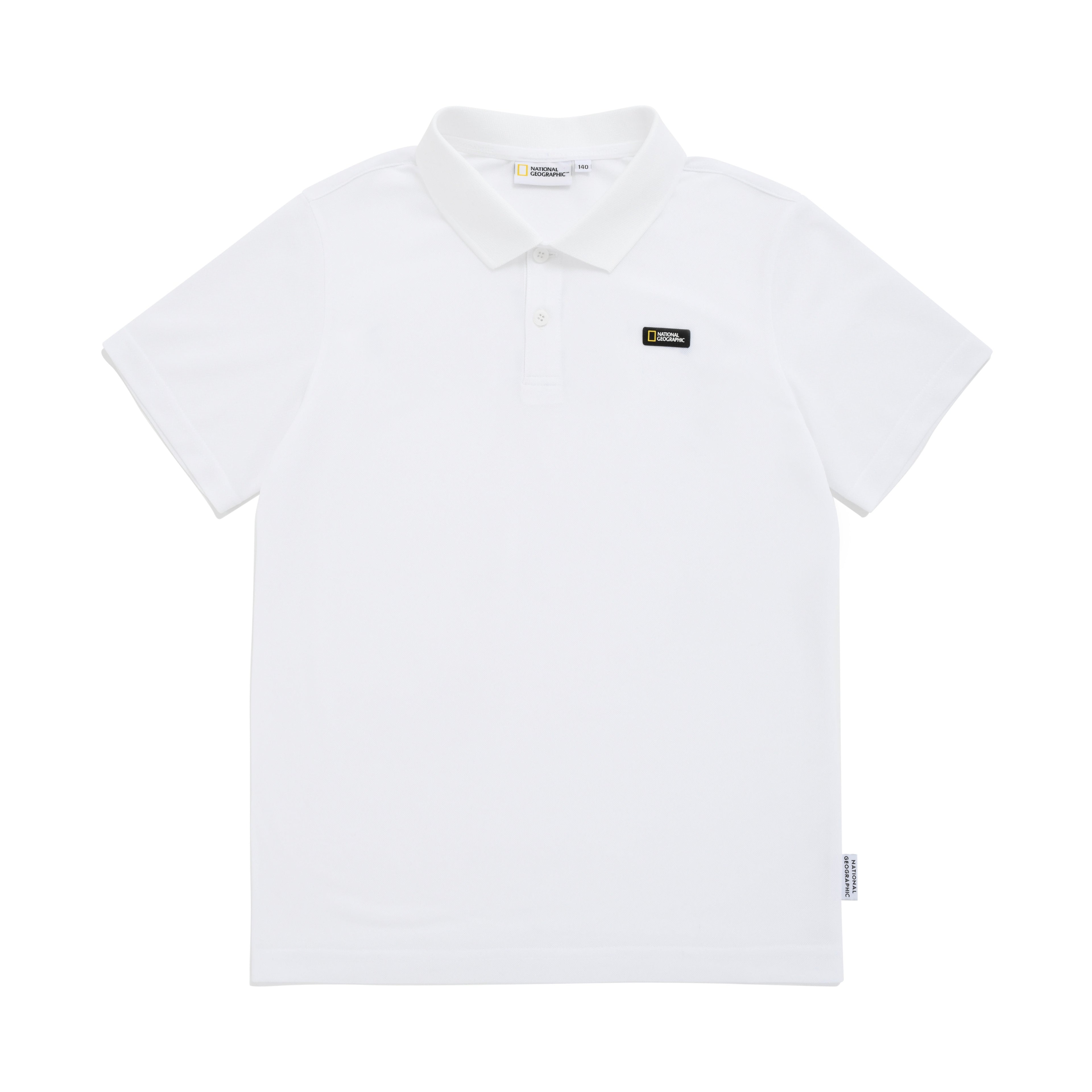 Kids Pique Polo Shirt With Logo And Back Graphics- White