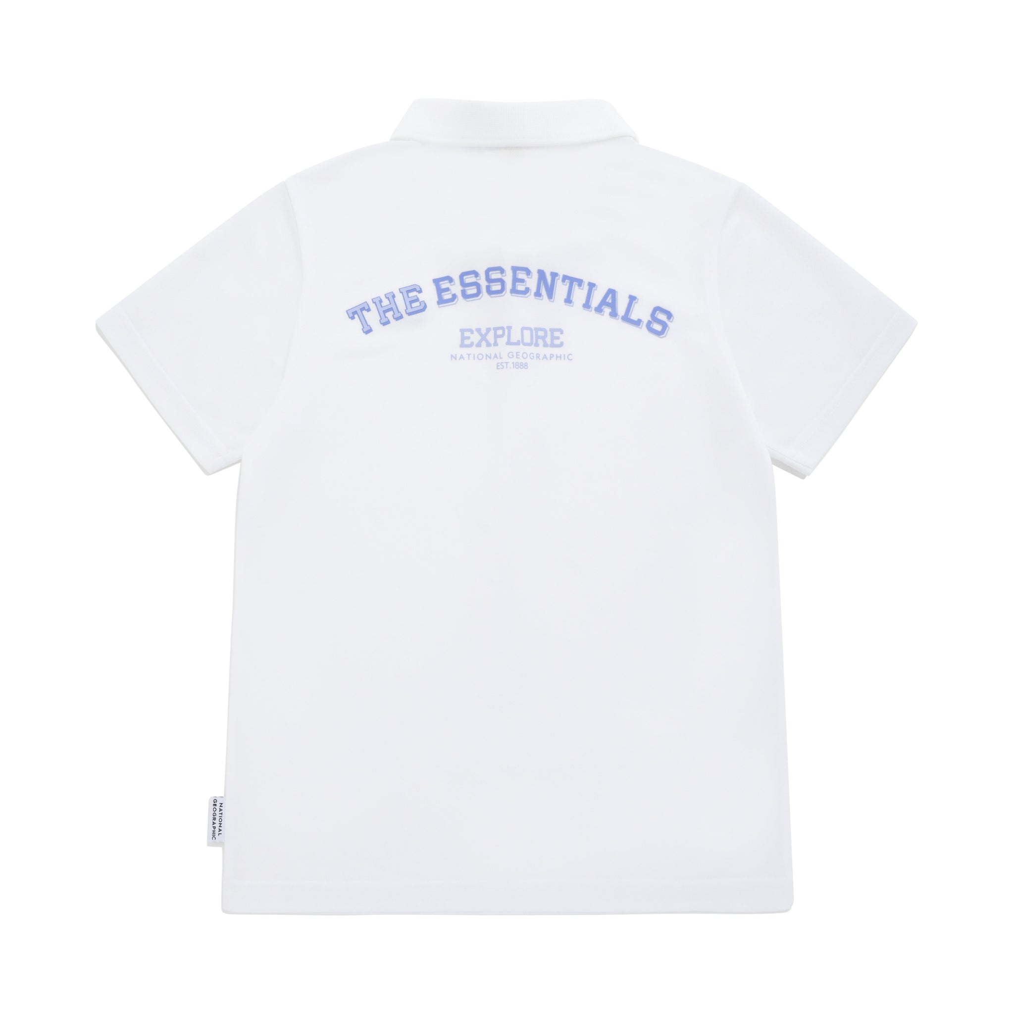 KIDS PIQUE POLO SHIRT WITH LOGO AND BACK GRAPHICS- WHITE