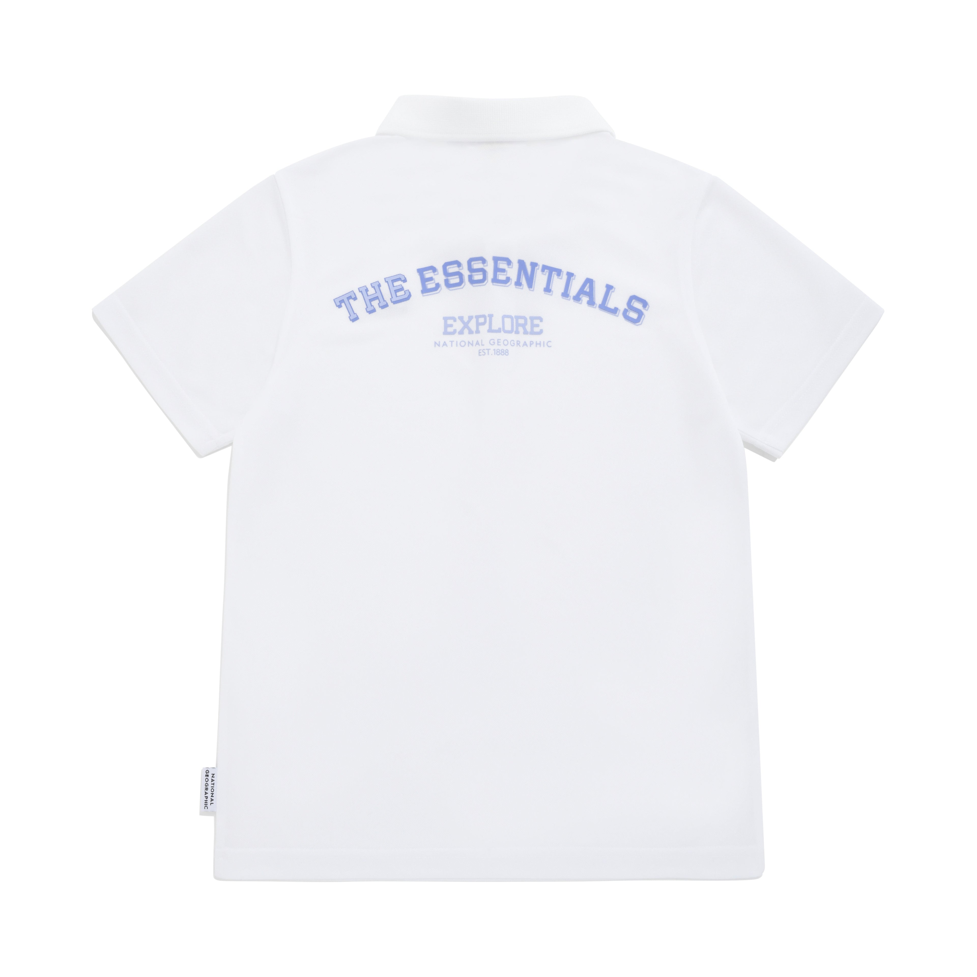 Kids Pique Polo Shirt With Logo And Back Graphics- White