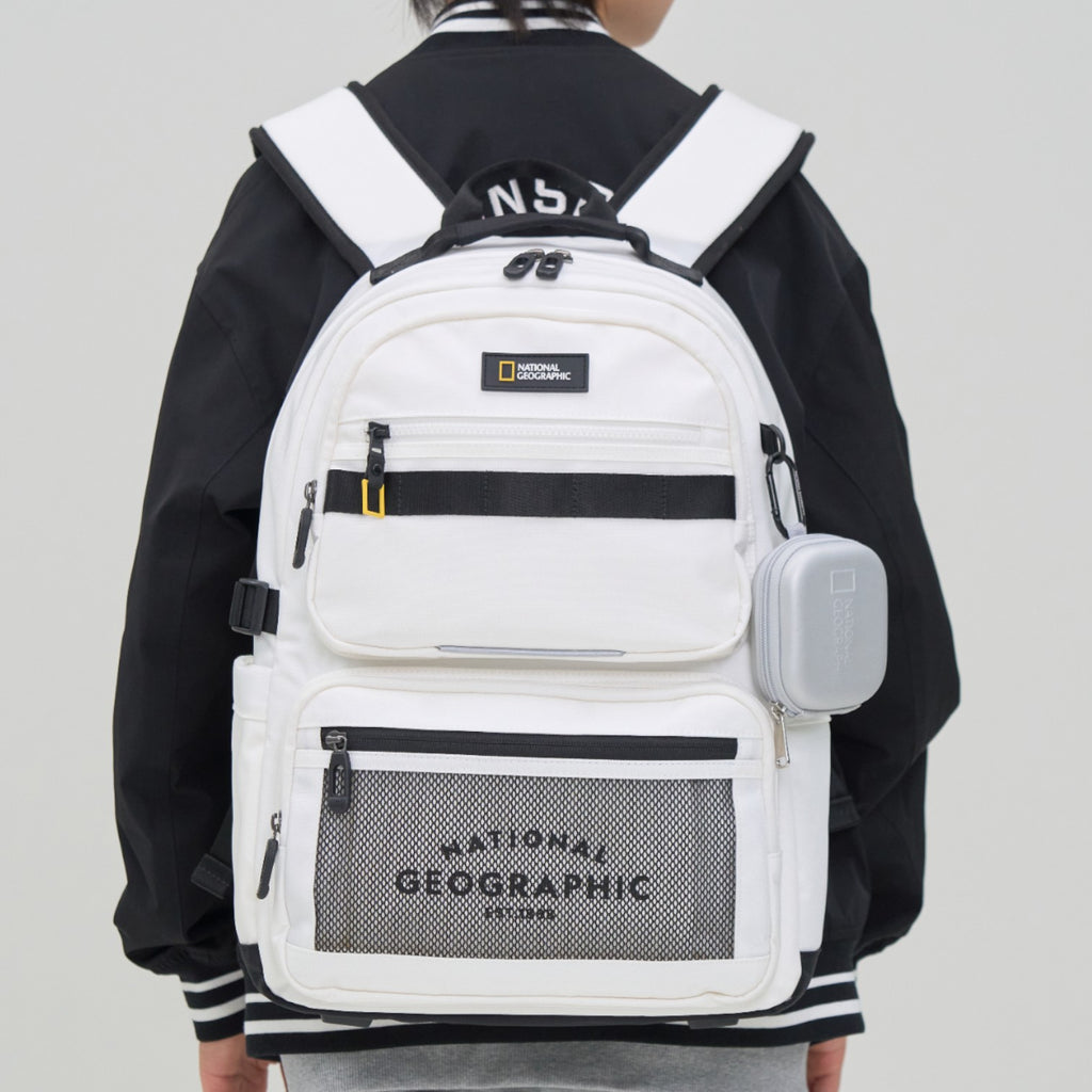 Optimus Kids Backpack With Pouch- Ivory