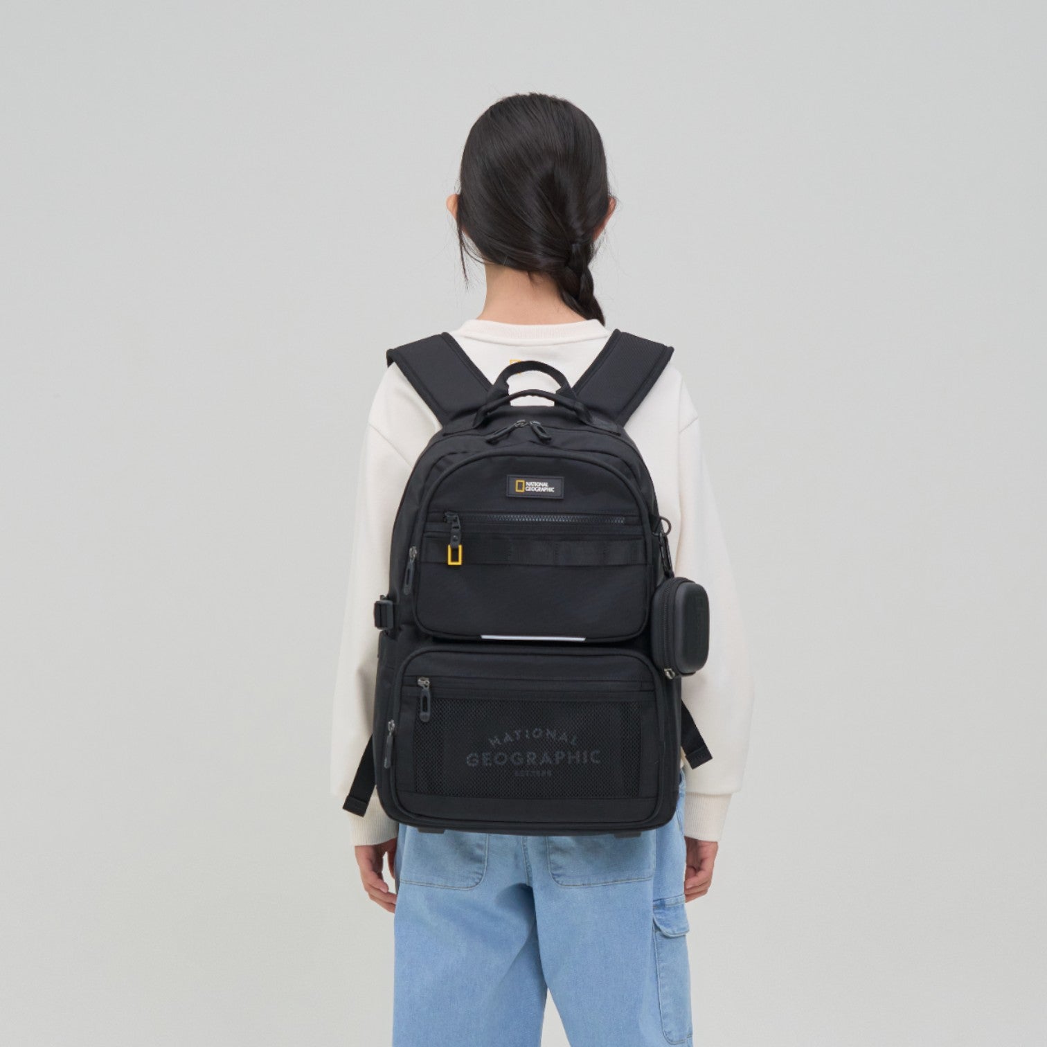 Optimus Kids Backpack With Pouch- Ivory