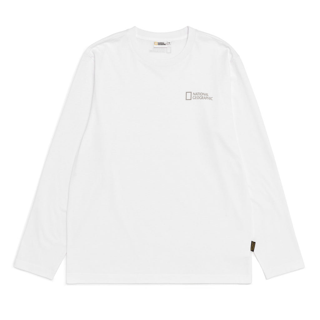 Unisex Small Logo Long-Sleeved T-Shirt- White