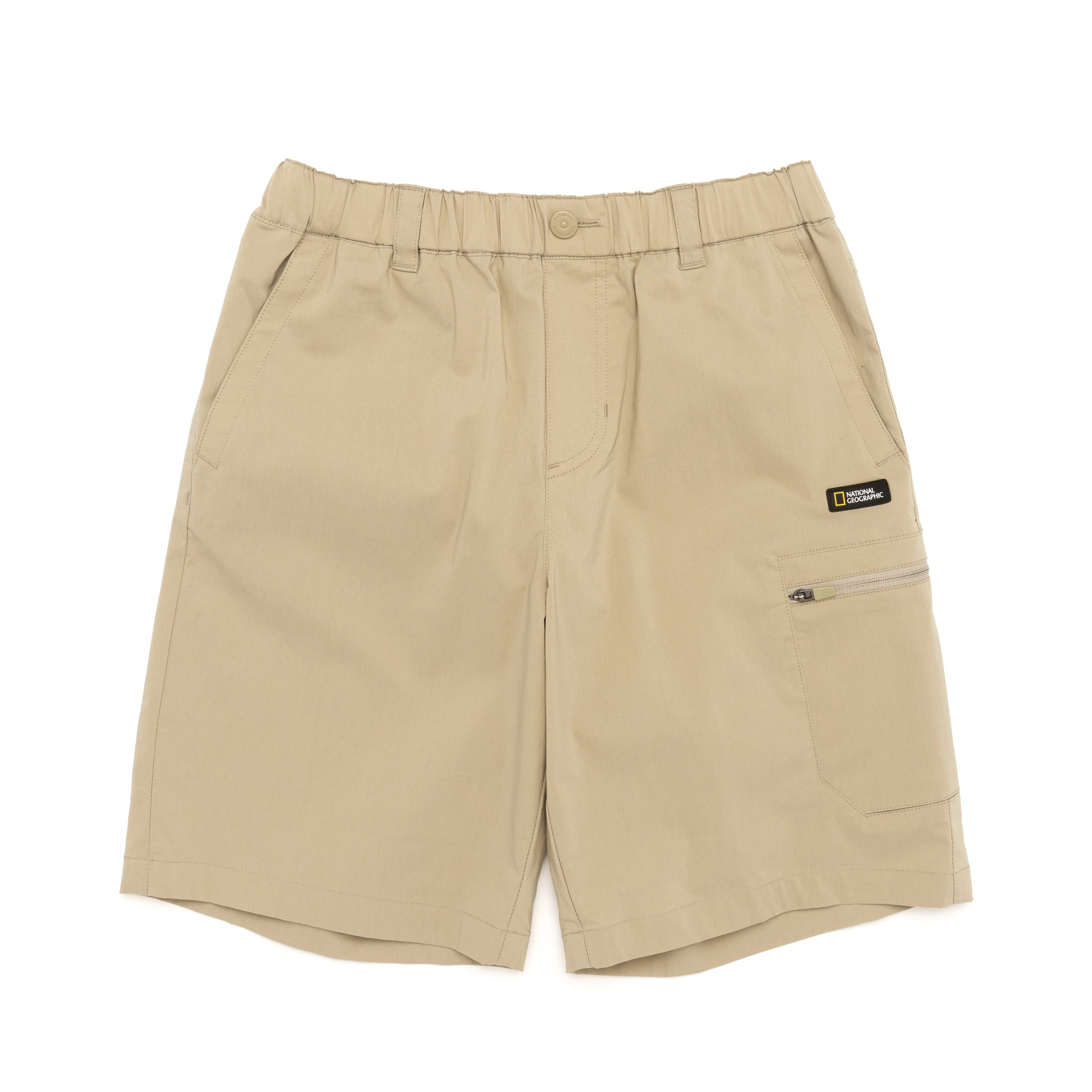 KIDS GARTERED SHORTS WITH SIDE POCKET- BEIGE