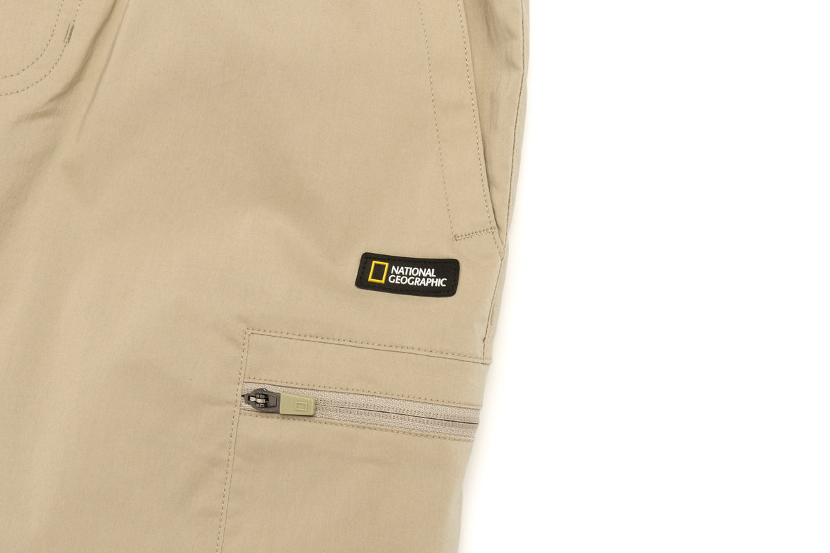 Kids Gartered Shorts With Side Pocket- Beige