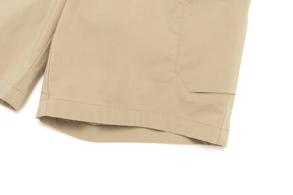 Kids Gartered Shorts With Side Pocket- Beige